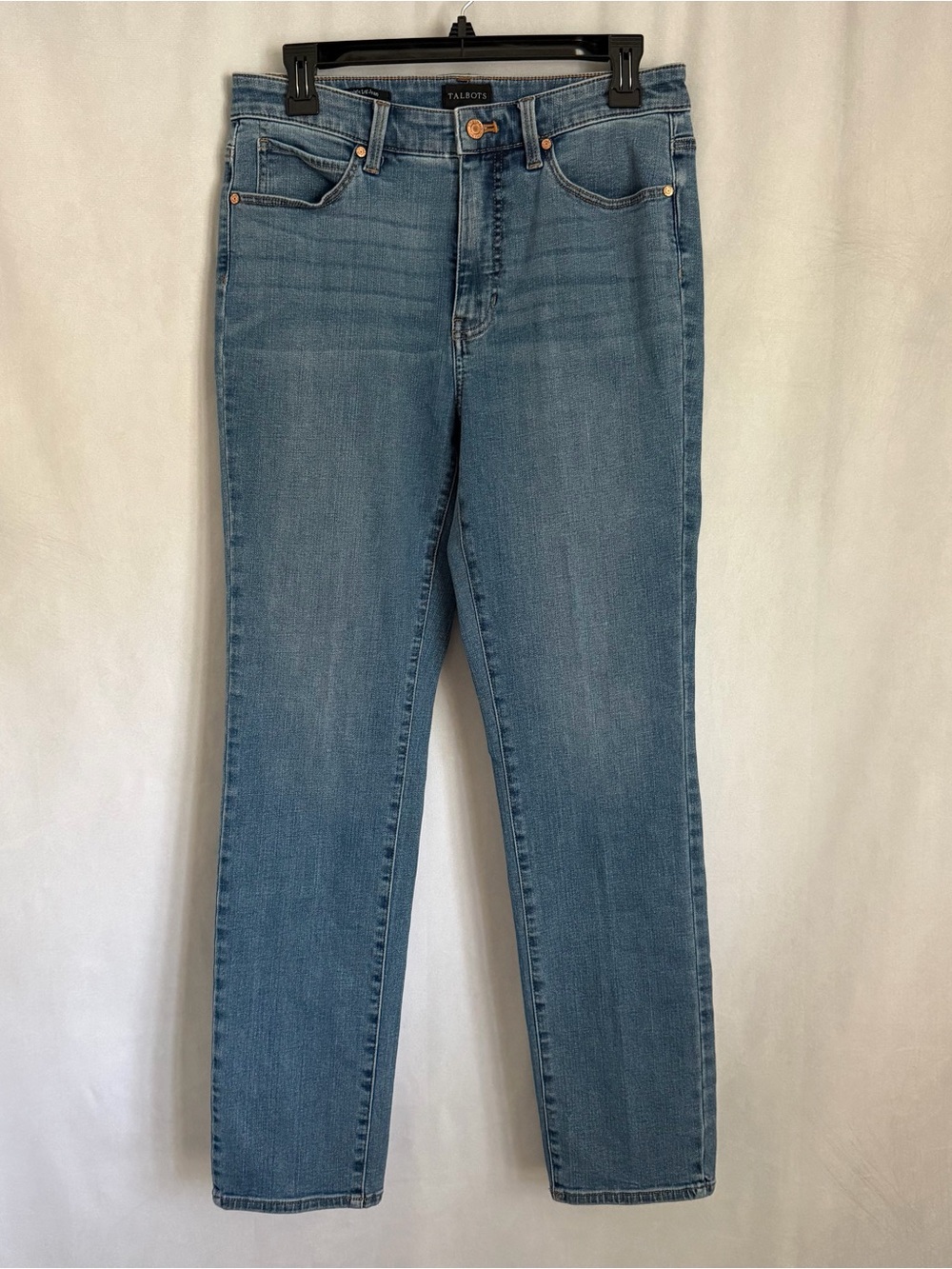 Talbots Jeans Womens Petite 6P Blue Medium Wash Mid Rise Straight Stretch Denim